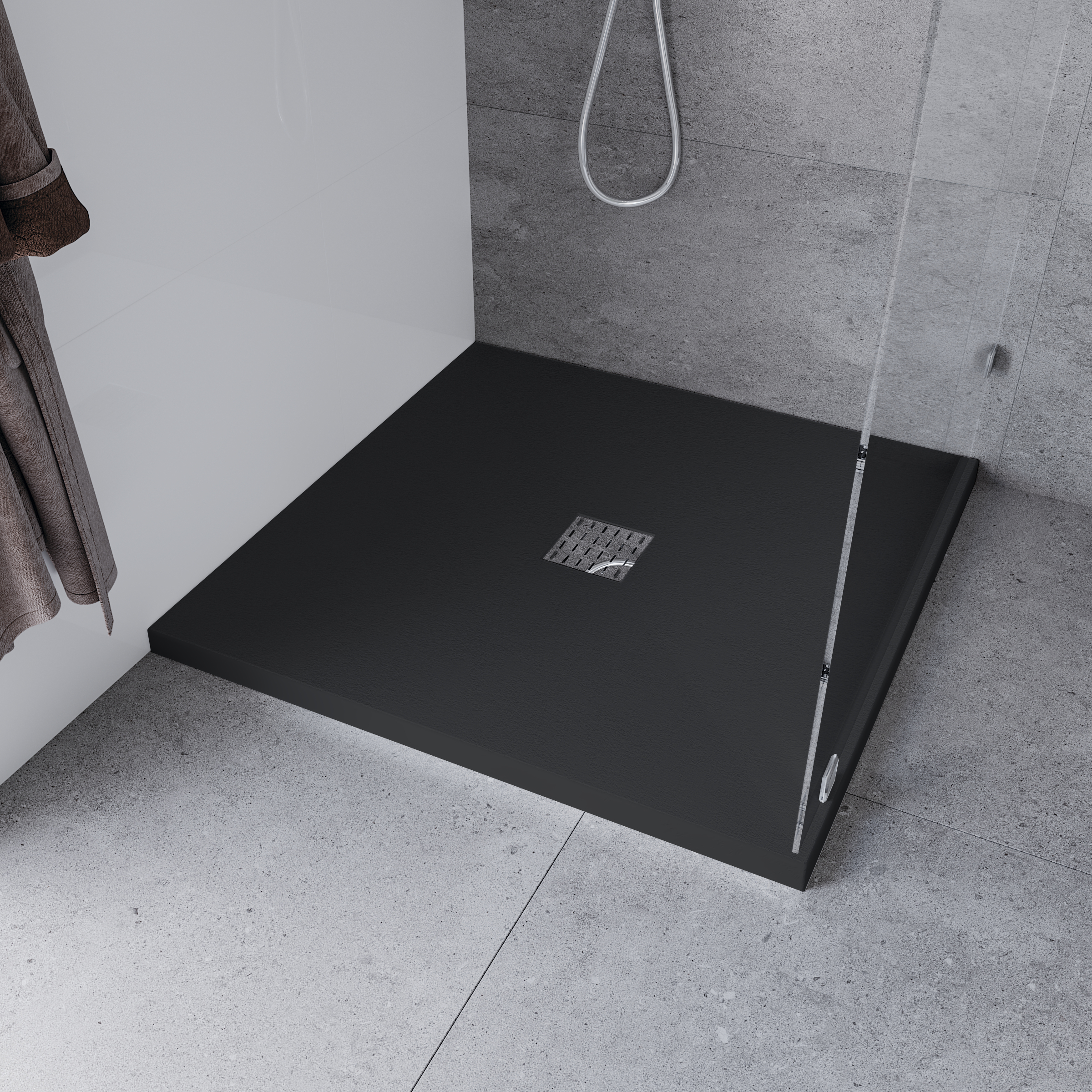 Изображение товара Душевой поддон Stone квадратный 90x90см черный