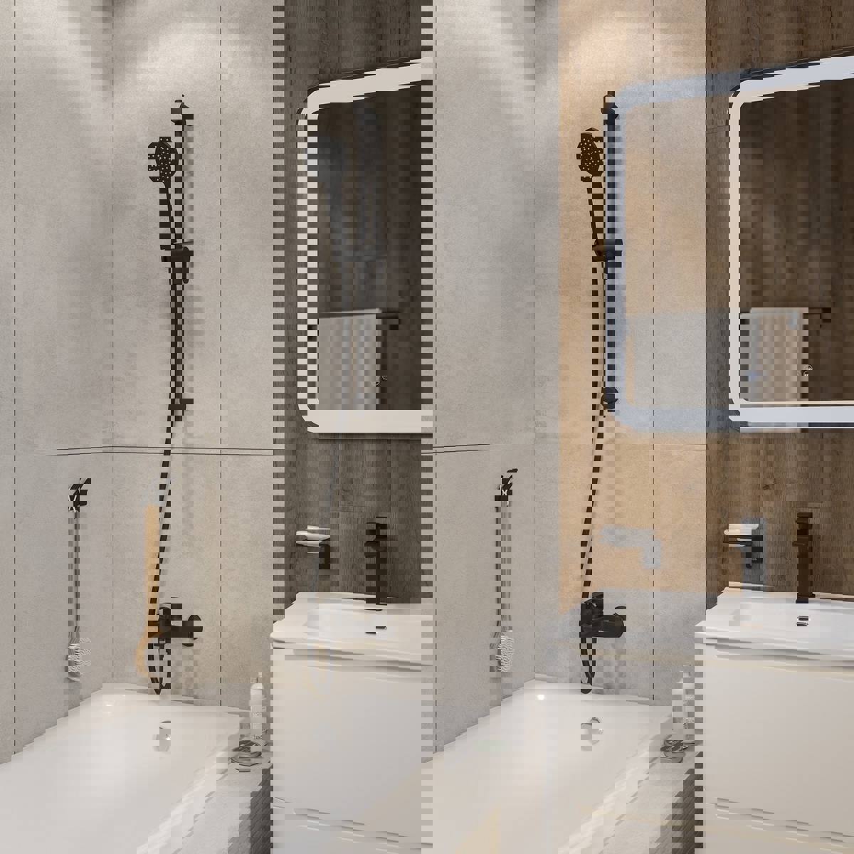 Изображение товара Душевая штанга IDDIS Ray RAY70B0i17 черный мат для ванной комнаты