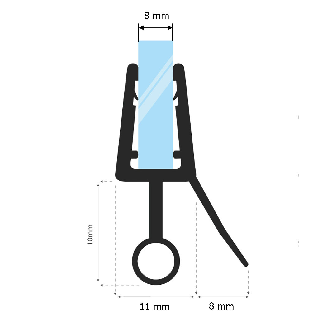 Изображение товара Уплотнитель распашной двери для стекла 8 мм 110 см ПВХ ДУШ-СЕРВИС TCO10