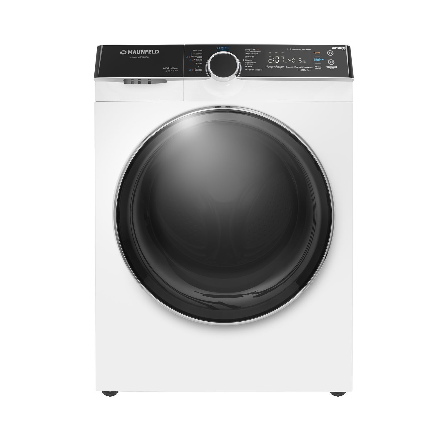 Изображение товара Стиральная машина Maunfeld MFWM1510WH06 с инверторным двигателем и функцией отложенного старта