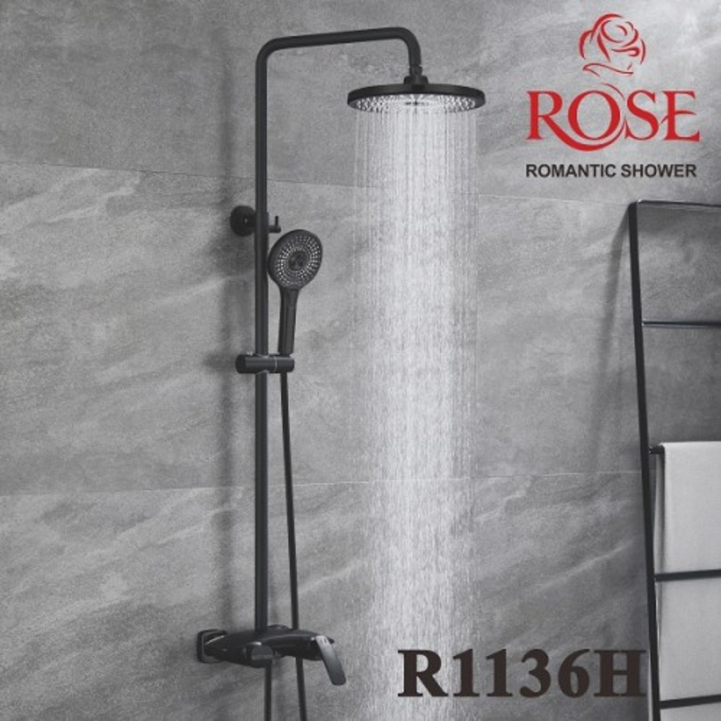 Душевая система Rose R1136H 1 режим цвет черный матовый ️ купить по ...