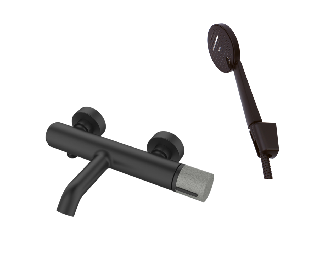 Изображение товара Смеситель для ванны Bronze de Luxe Focus 24603BG черный стильный с душевой лейкой