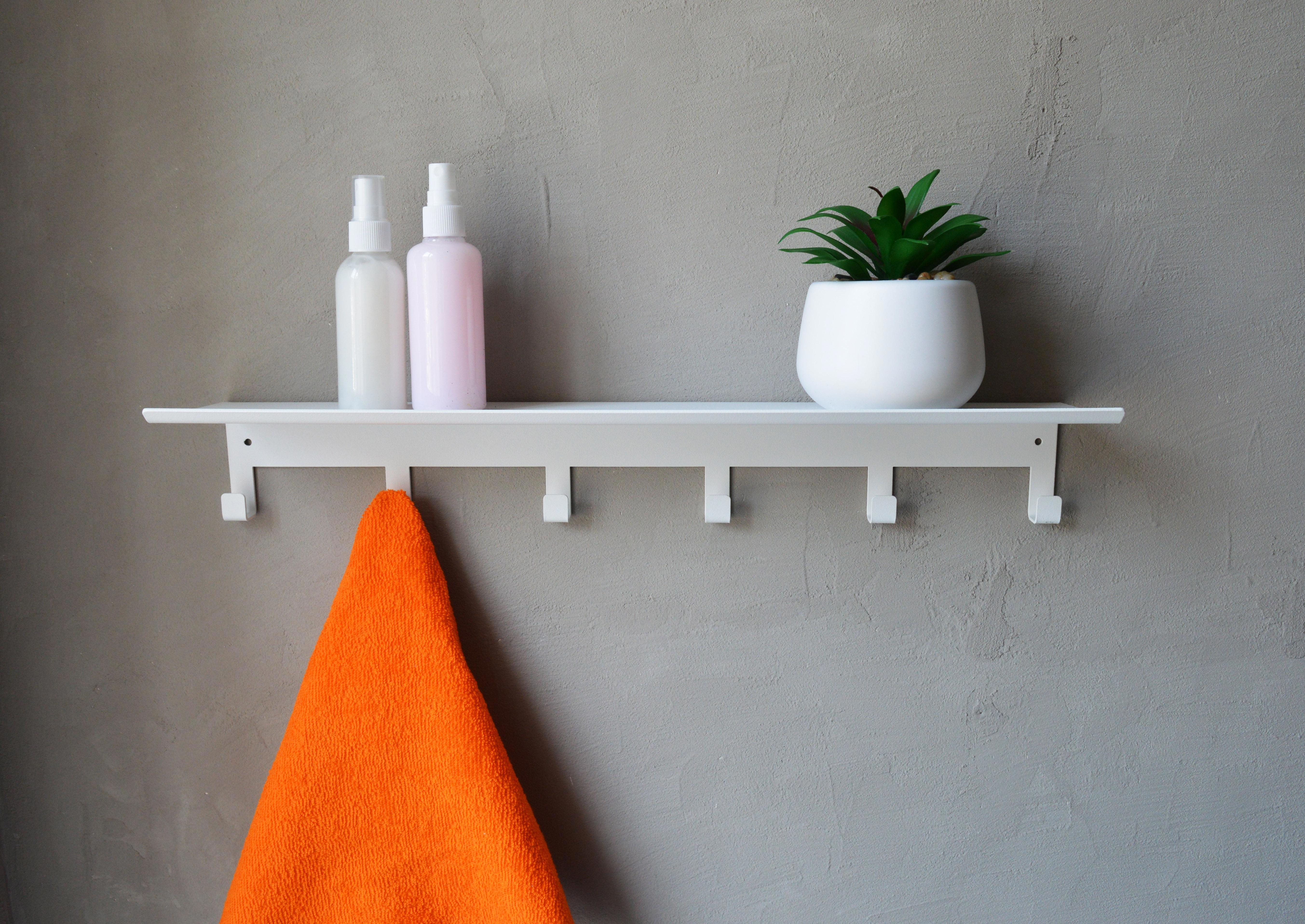 Изображение товара Полка для ванной Blacksteelone 12x7x50 см 6 крючков цвет белый матовый Изображение товара Полка для ванной Blacksteelone 12x7x50 см 6 крючков цвет белый матовый