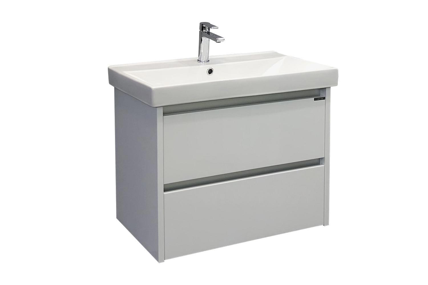 Изображение товара Тумба под раковину с раковиной Comforty Дублин-75 белый подвесная мебель для ванной комнаты