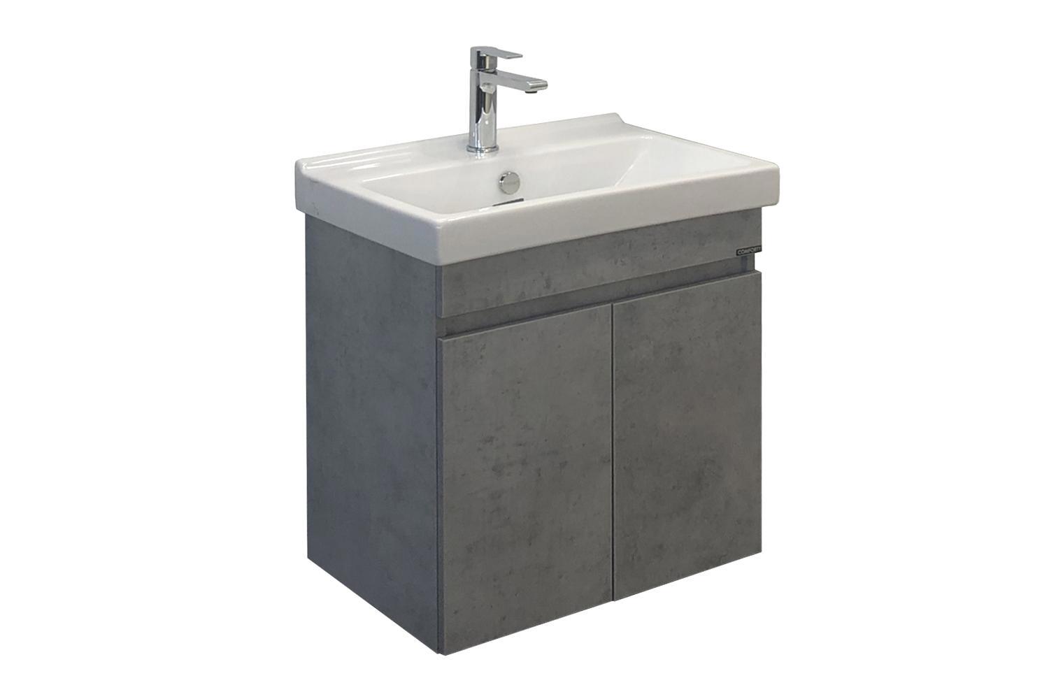 Изображение товара Тумба для раковины Comforty Осло-60 бетон светлый с зеркалом и ручками