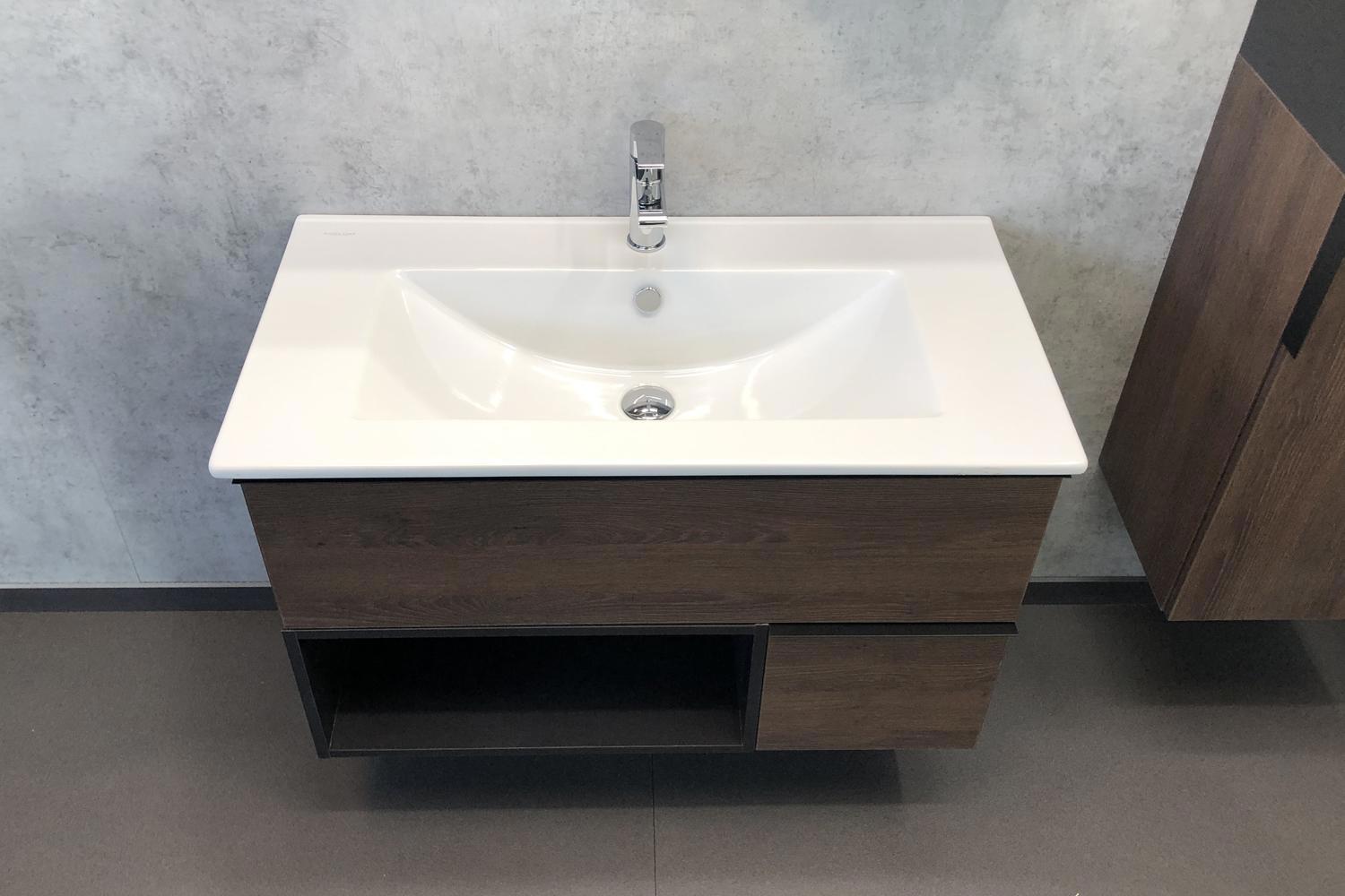 Изображение товара Тумба Comforty Франкфурт-90 дуб шоколадный с раковиной для ванной комнаты