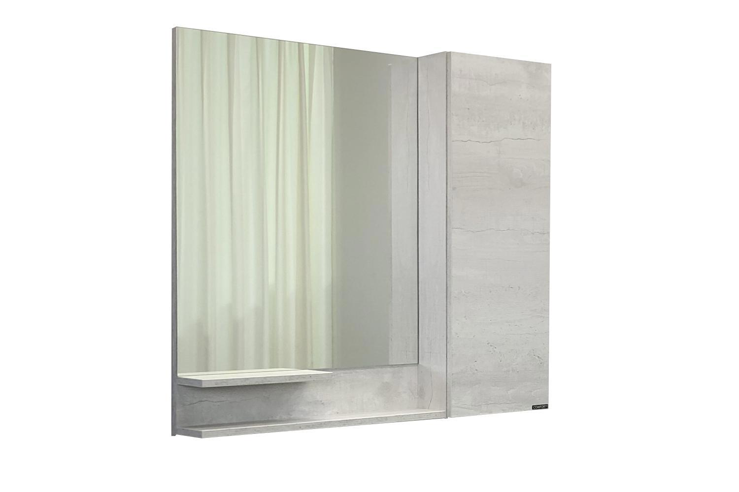 Изображение товара Зеркало-шкаф Comforty Верона-90 дуб белый влагостойкое ЛДСП с полкой и плавным закрыванием