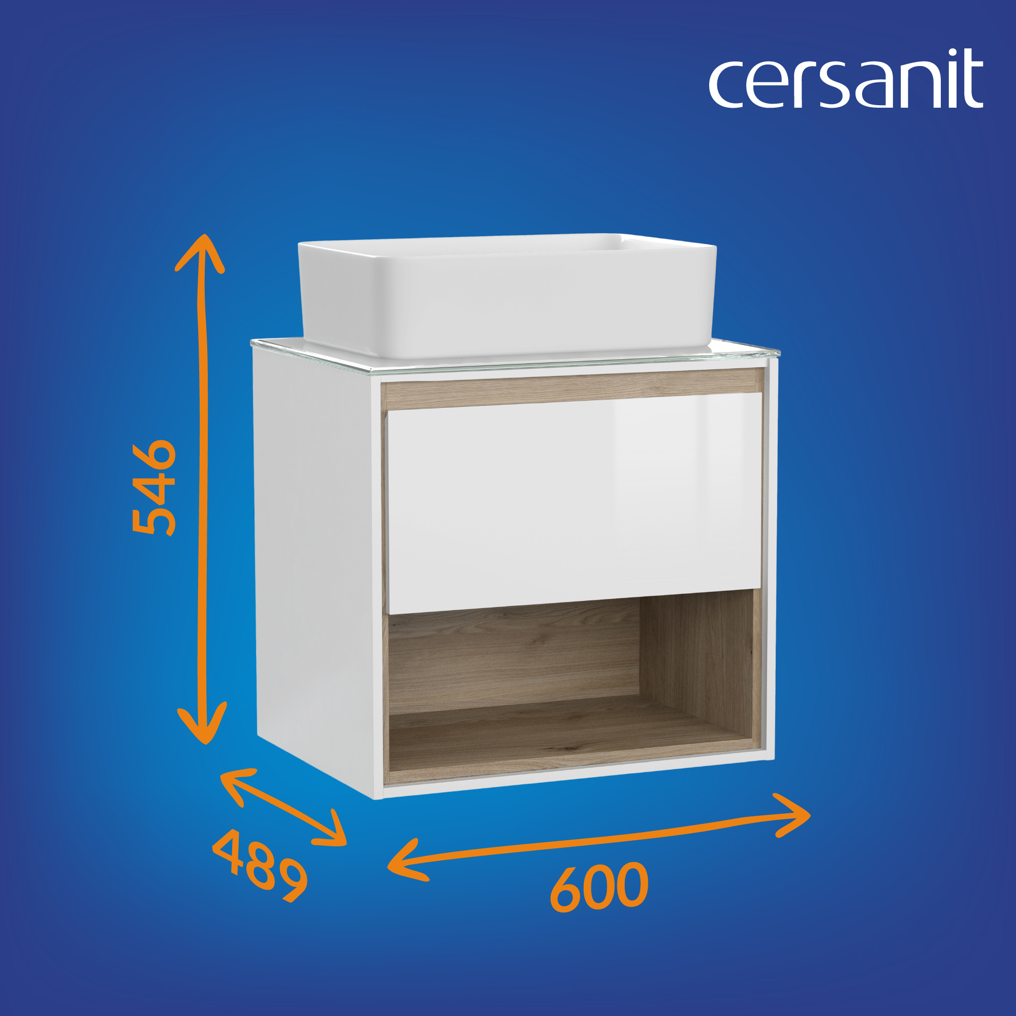 Изображение товара Тумба под раковину Cersanit SP-SZ-LOU60-BL/Wh 58см