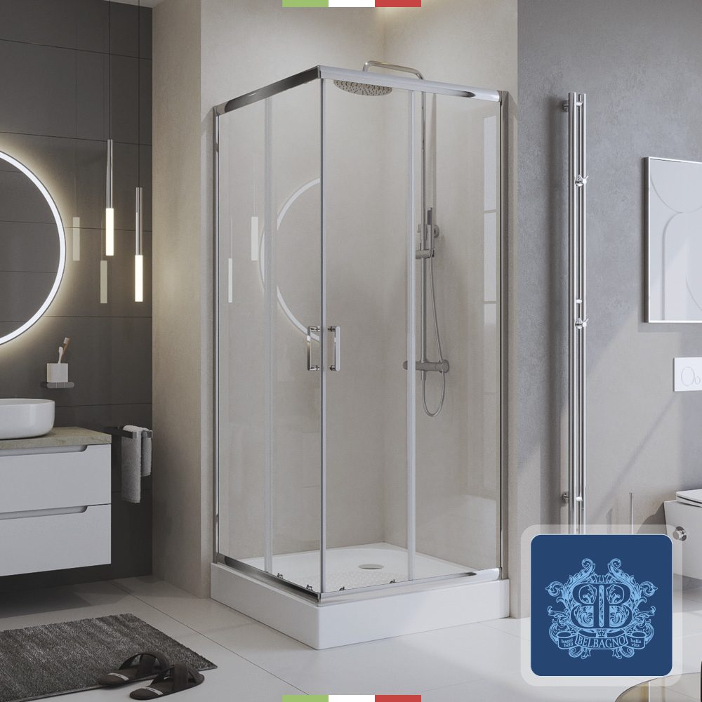 Изображение товара Душевой уголок BelBagno UNO-195-A-2-80-C-Cr 80x80 см с раздвижными дверями