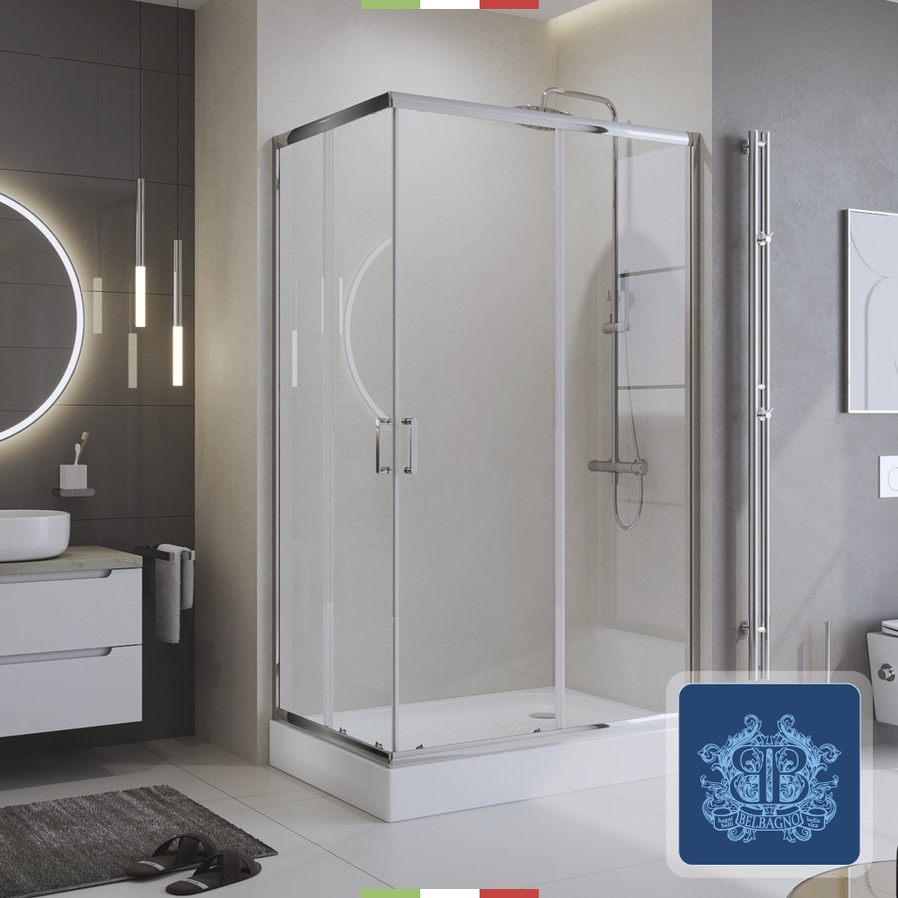 Изображение товара Душевой уголок BelBagno UNO-195-AH-2 100x80 см прямоугольный прозрачный