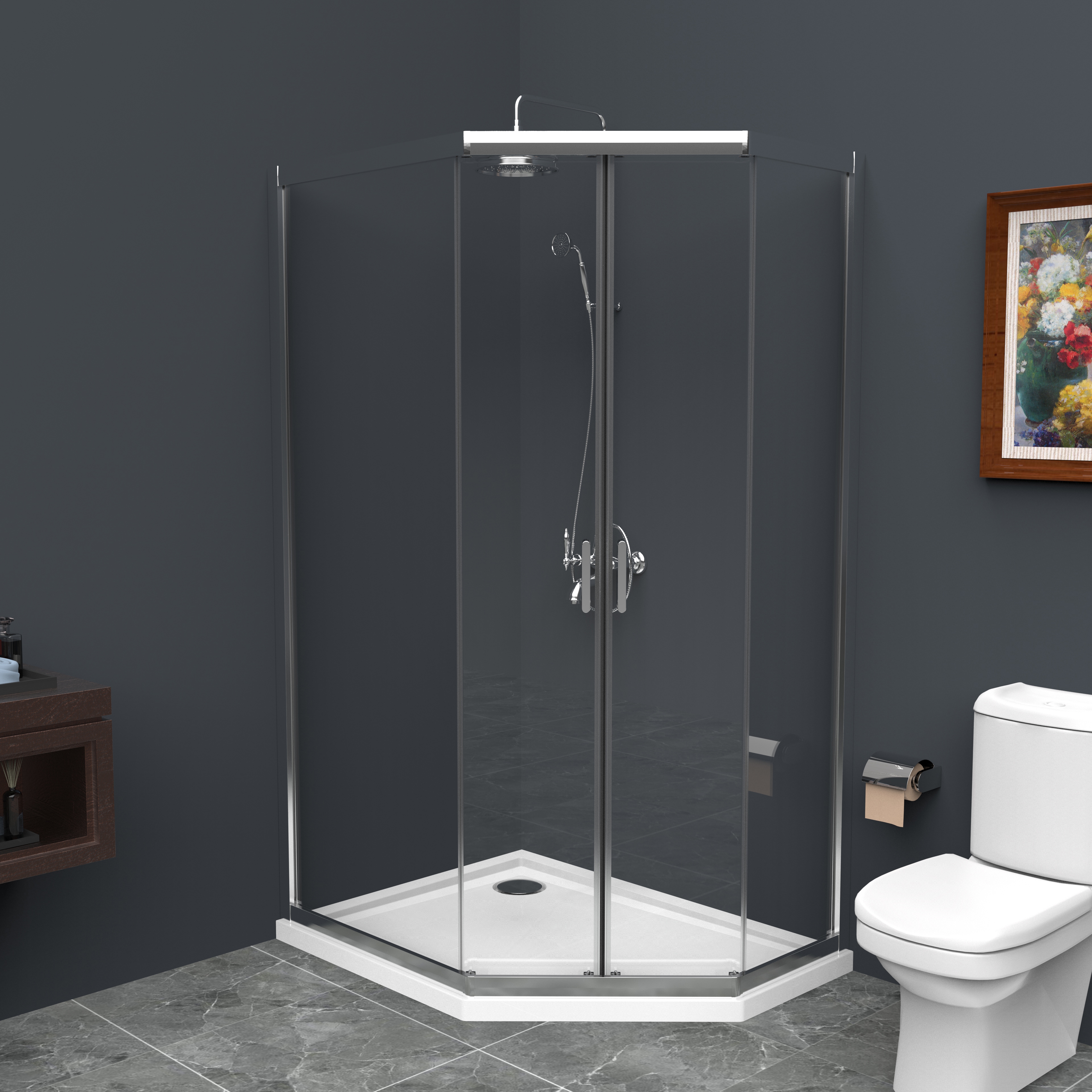 Изображение товара Душевая ширма BelBagno UNO-195-PH-2-120/90-C-Cr 195x120см