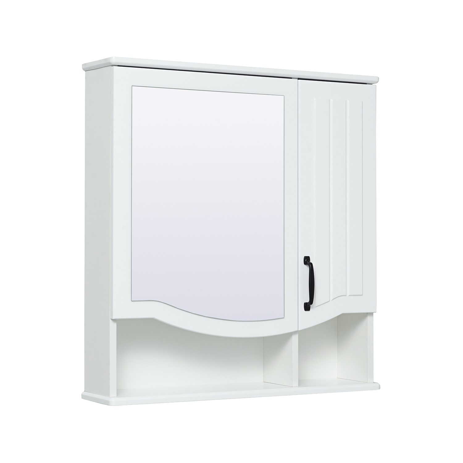 Изображение товара Зеркальный шкаф Runo Марсель 75x65 см белый с камерой и полками для ванной комнаты