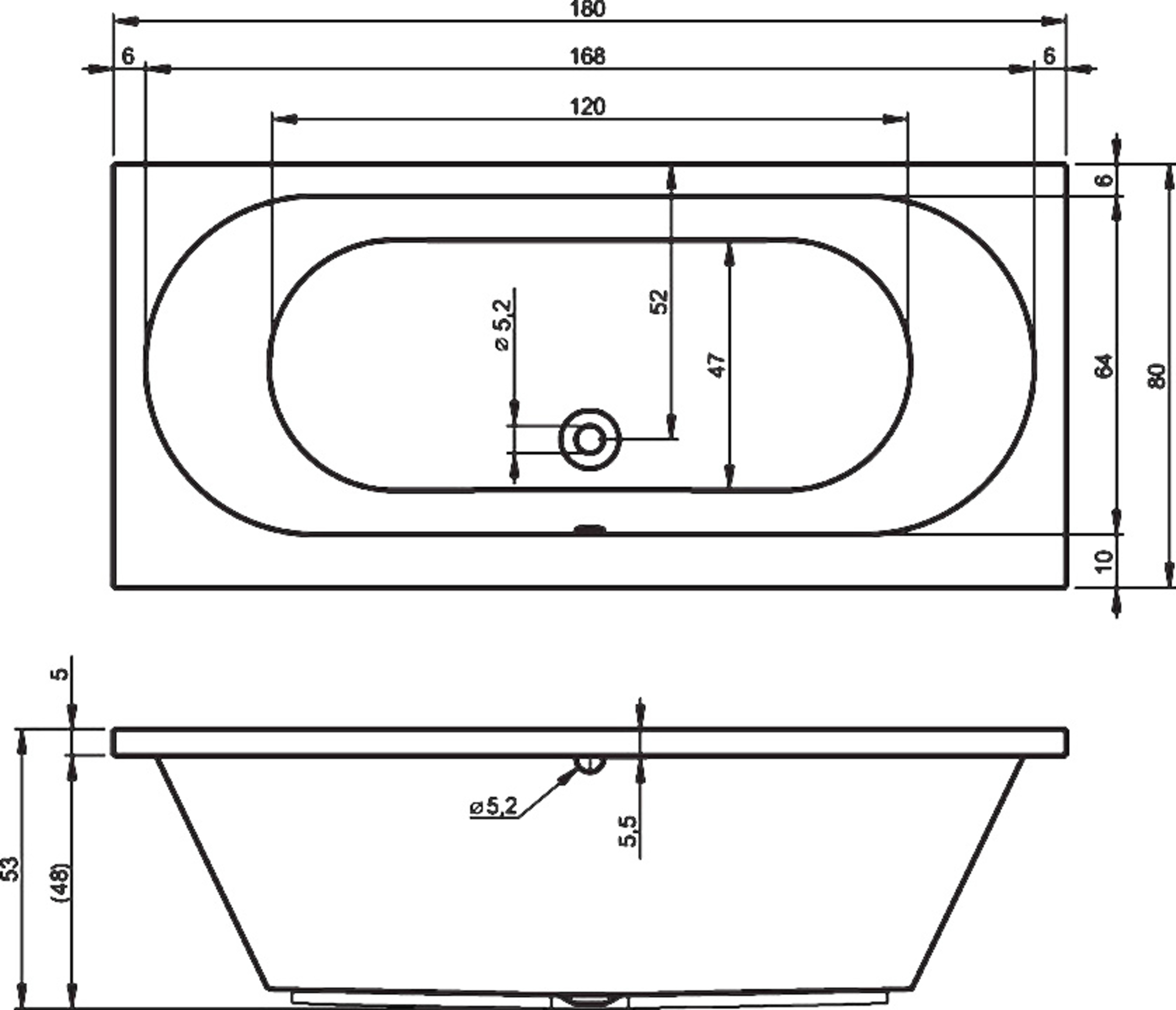 Изображение товара Ванна Riho Carolina 180 CAROLINA 180 Прямоугольная акриловая с крепким корпусом