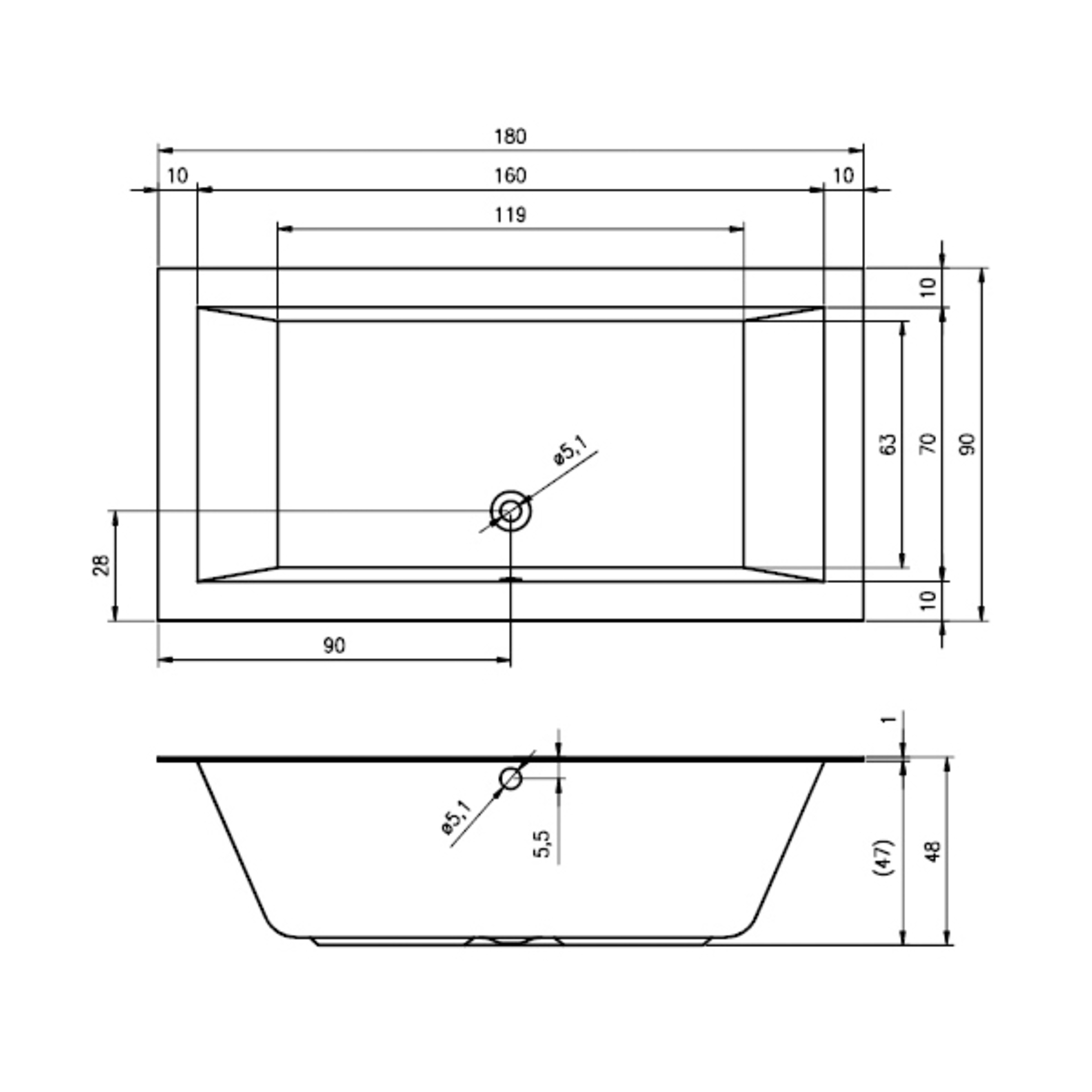 Изображение товара Прямоугольная ванна Riho Lugo 180x90 B134001005 акриловая 180x90см