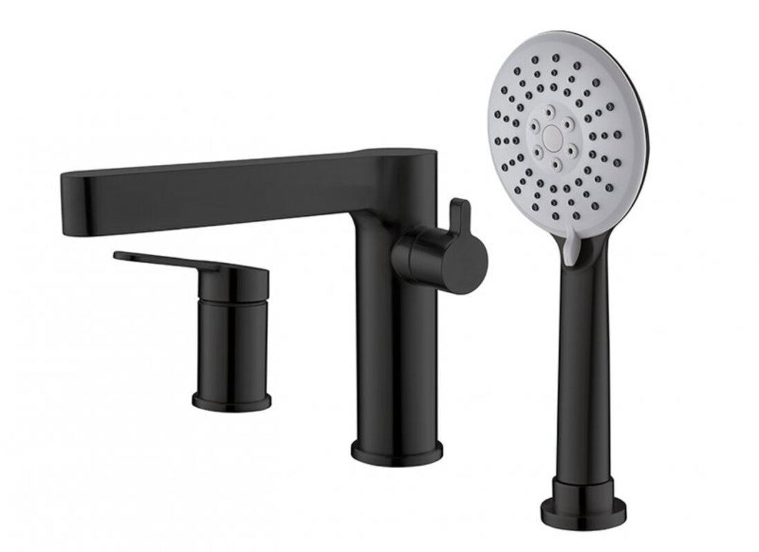 Изображение товара Смеситель для ванны Belbagno Delta DEL-BVD3-NERO однорычажный с душевой лейкой цвет чёрный матовый