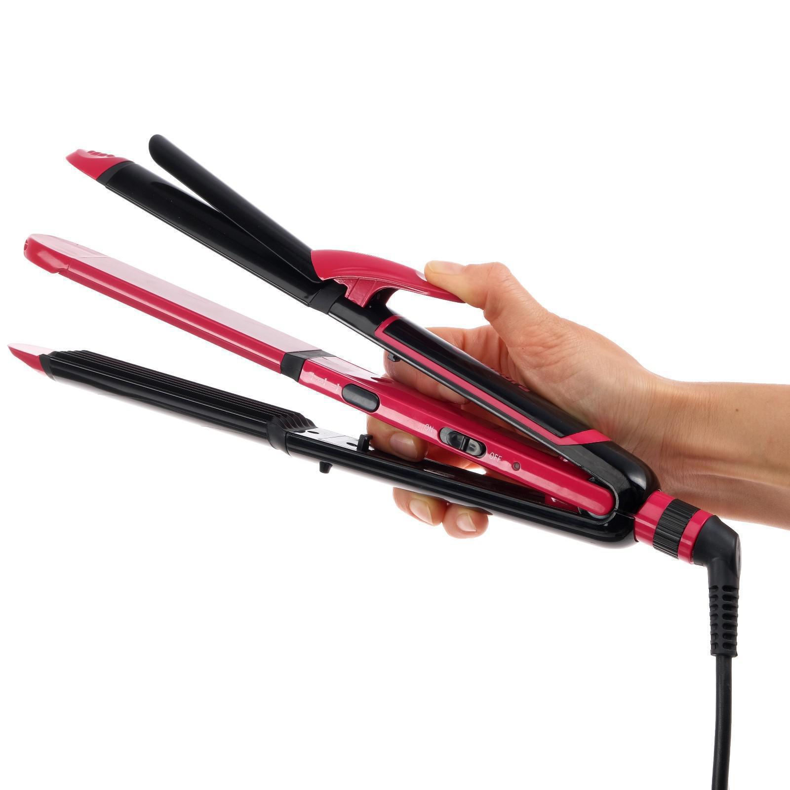 Изображение товара Стайлер для волос Sakura 3-в-1 выпрямитель плойка гофре 45 Вт розовый