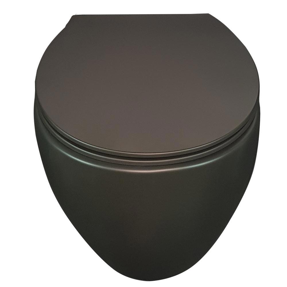 Изображение товара Подвесной унитаз безободковый CREO CERAMIQUE AVIGNON черный матовый с сиденьем