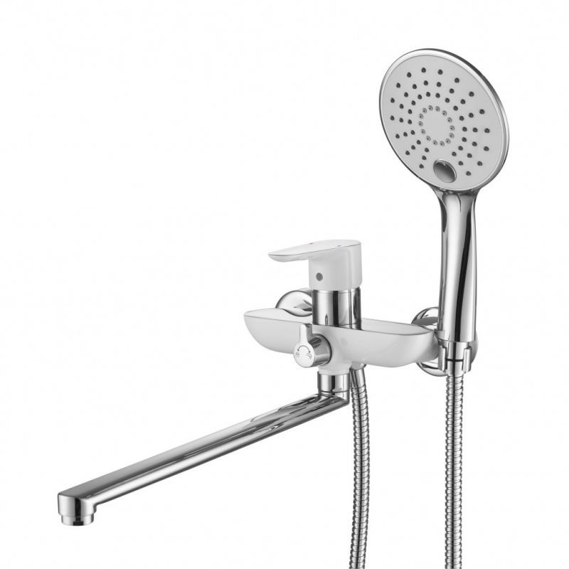 Изображение товара Смеситель для ванны Gross aqua 7515288CW-35L(F) Space однорычажный с душевой лейкой цвет белый, хромированный