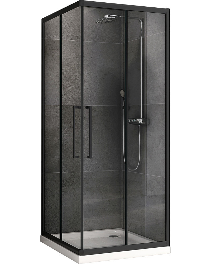 Изображение товара Душевой уголок Abber AG02080BH квадрат 80x80 см черный профиль стекло прозрачное