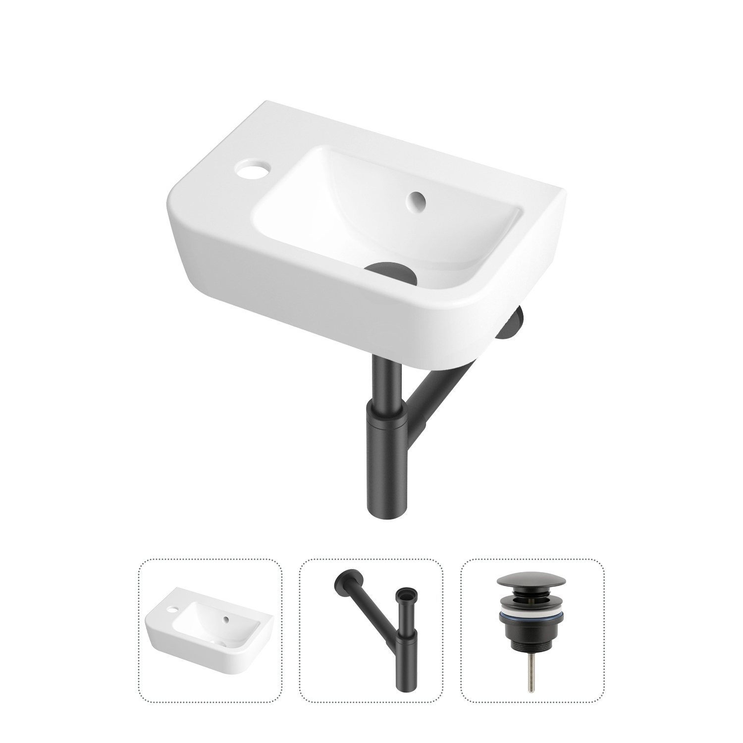 Изображение товара Мини-раковина Lavinia boho One 21520739 37см черный матовый с сифоном