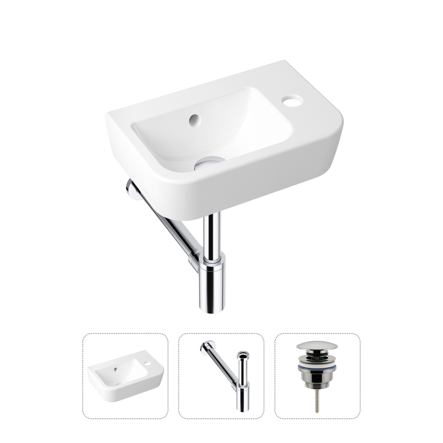 Изображение товара Мини-раковина Lavinia Boho One 21520749 — 37 см, белый фарфор, хром