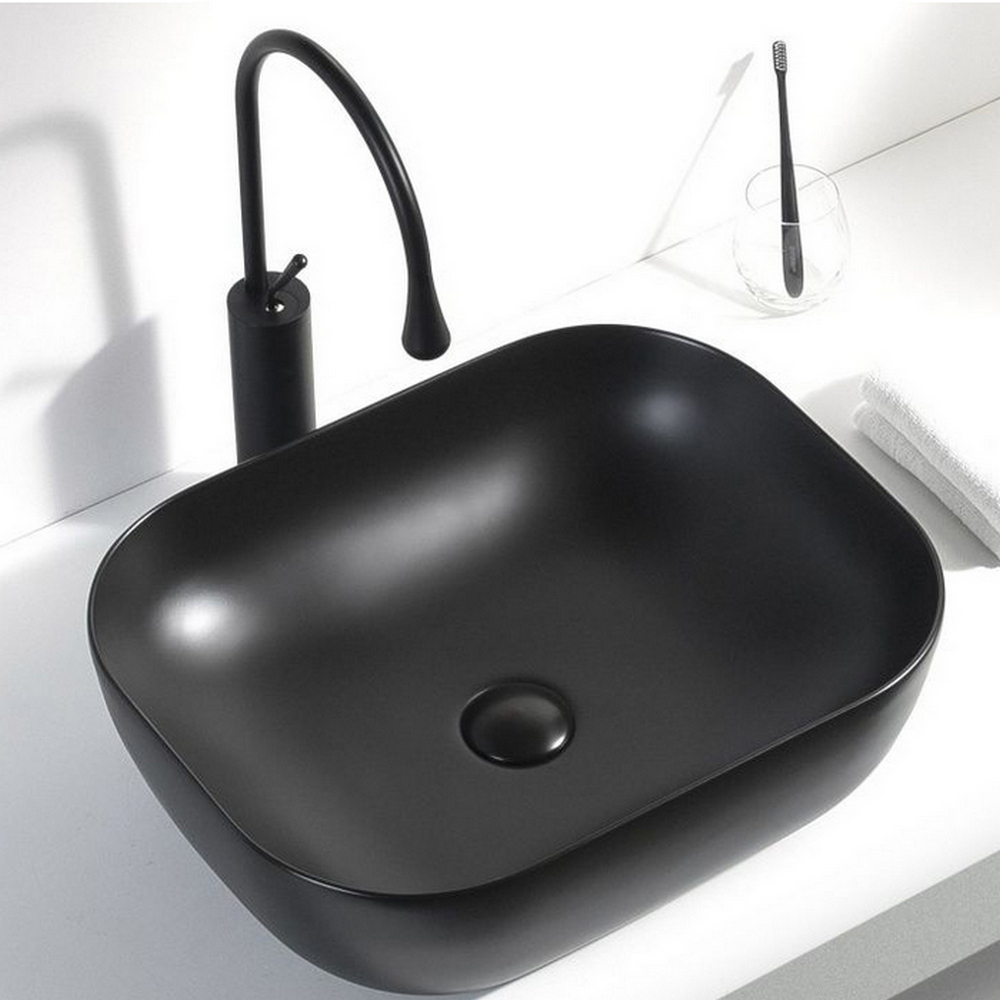 Изображение товара Раковина накладная Aquanet Lake LAKE-1-MB 50 см черный матовый