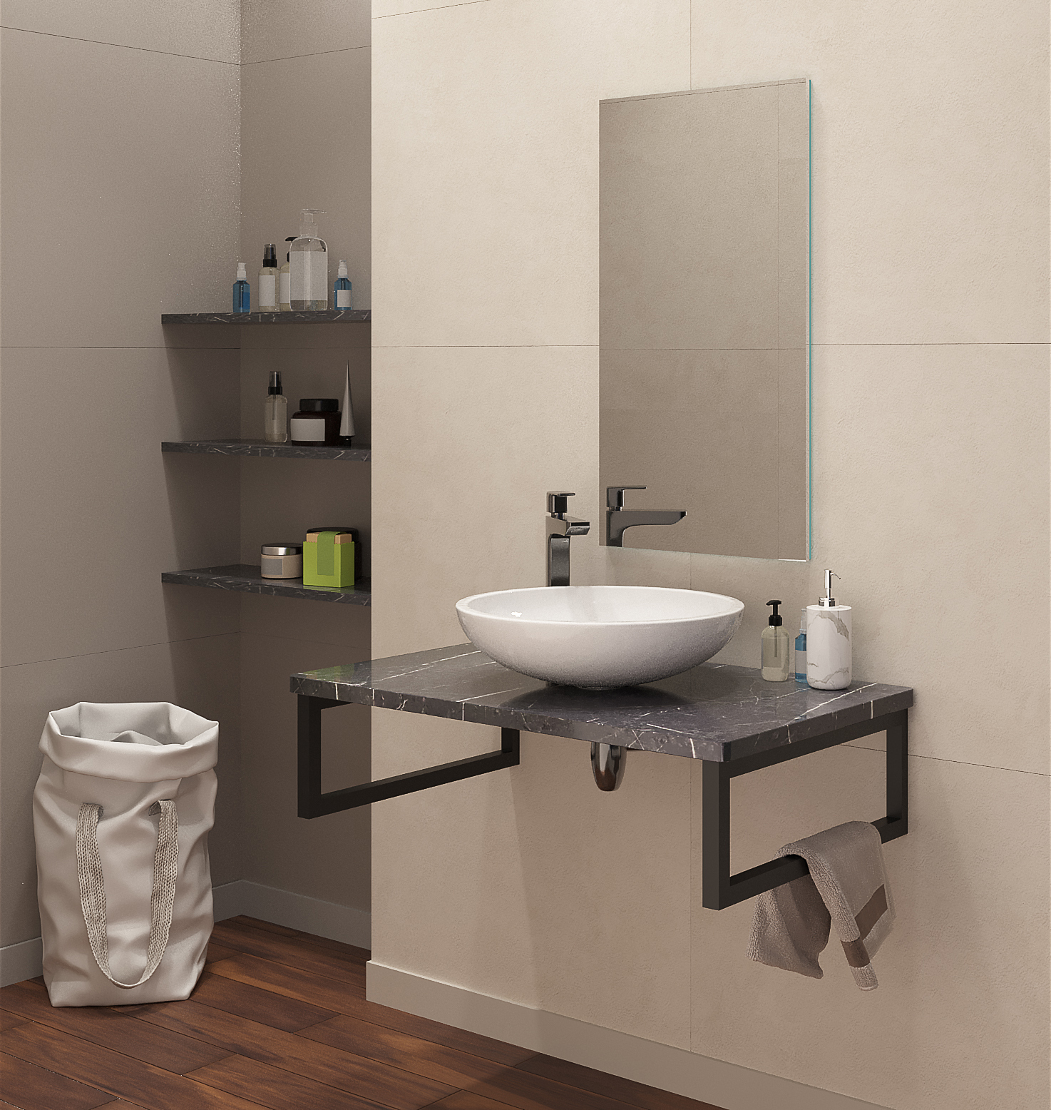 Изображение товара Столешница для ванны Leman 6.ST800.MRCH.6.2 80x50см МДФ черная