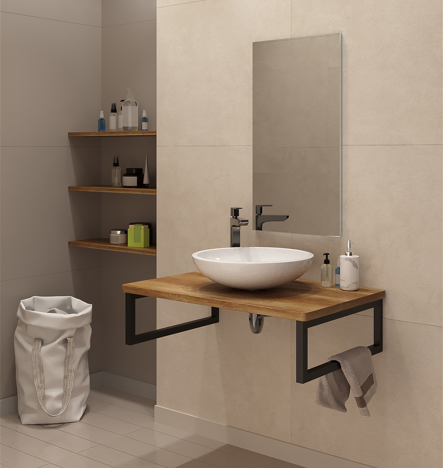 Изображение товара Столешница в ванную Leman 6.ST600.ORSIB.24.1 60x50см МДФ цвет коричневый