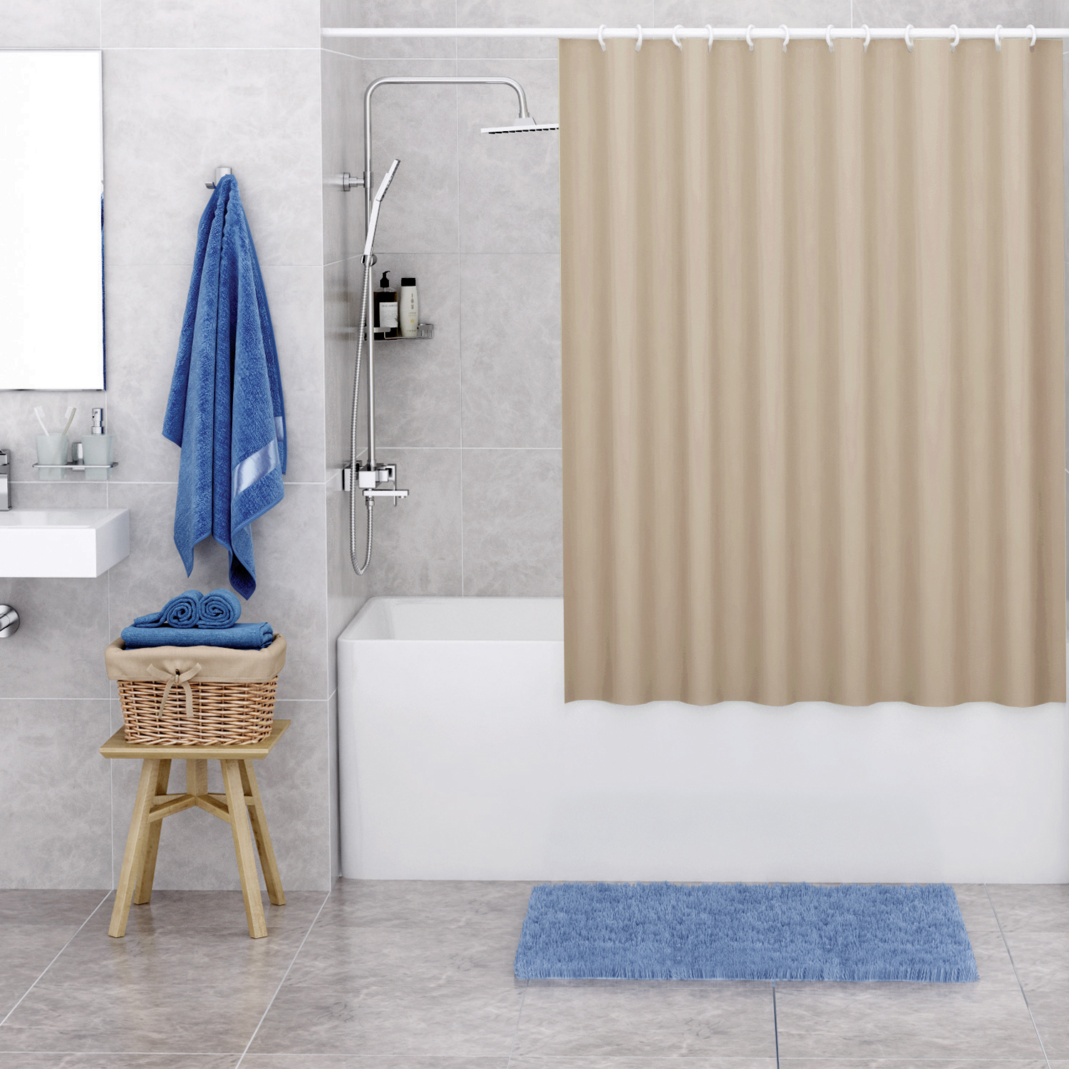 Изображение товара Шторка для ванной комнаты Wasserkraft SC-30603 200x240см цвет бежевый
