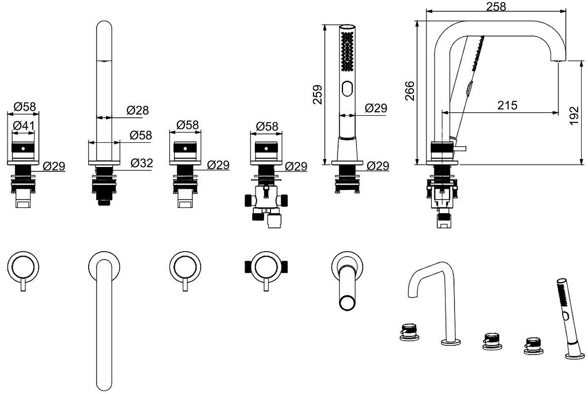 Изображение товара Двухвентильный смеситель для ванны Allen brau 00265366 с душевой лейкой хром Германия