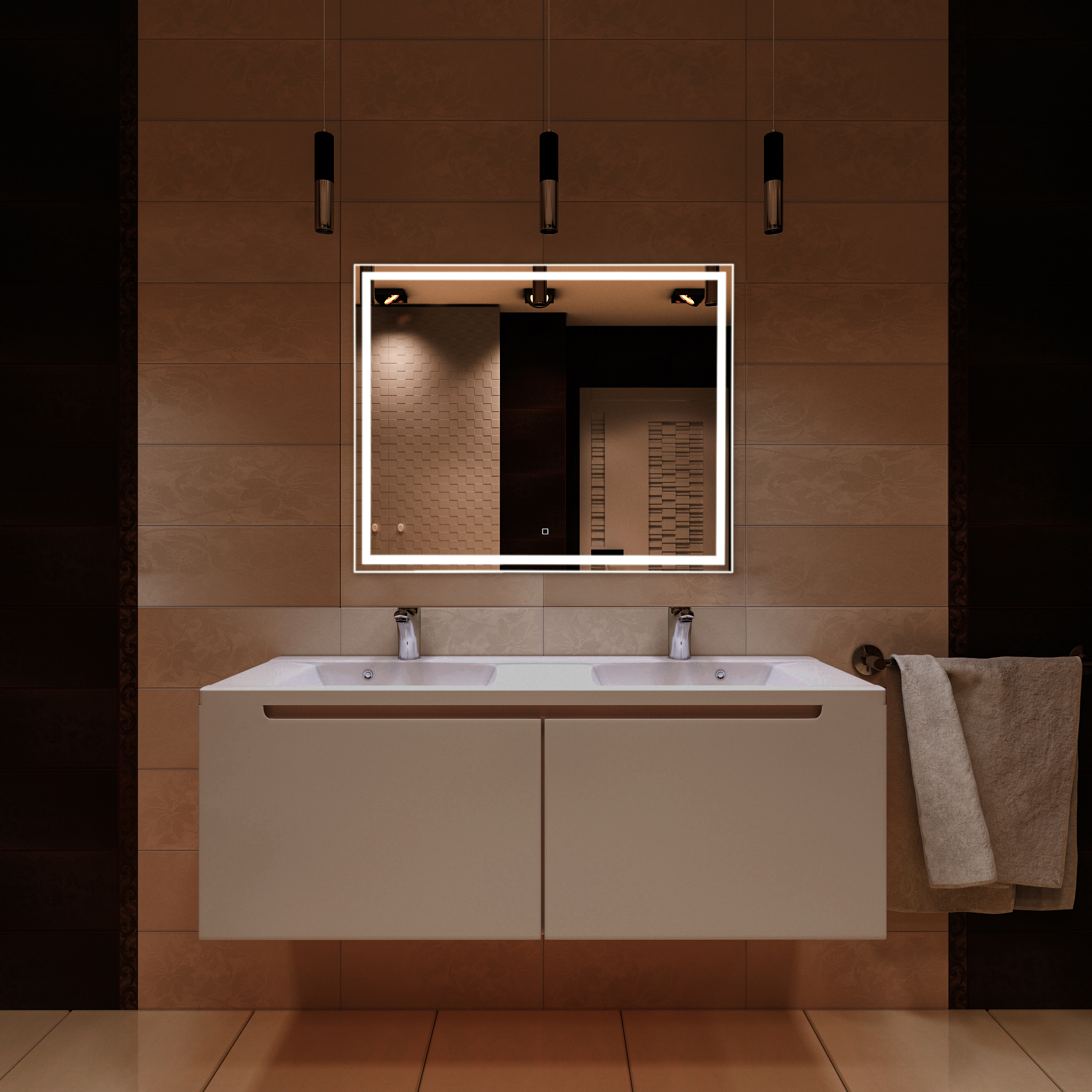 Изображение товара Зеркало для ванной Azario ФР-00001225 с подсветкой 100x80см