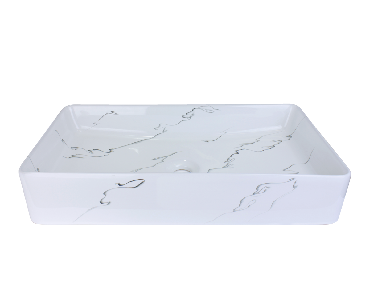 Изображение товара Раковина накладная BRONZE DE LUXE LACIO 60,5×30,5 см белый мрамор