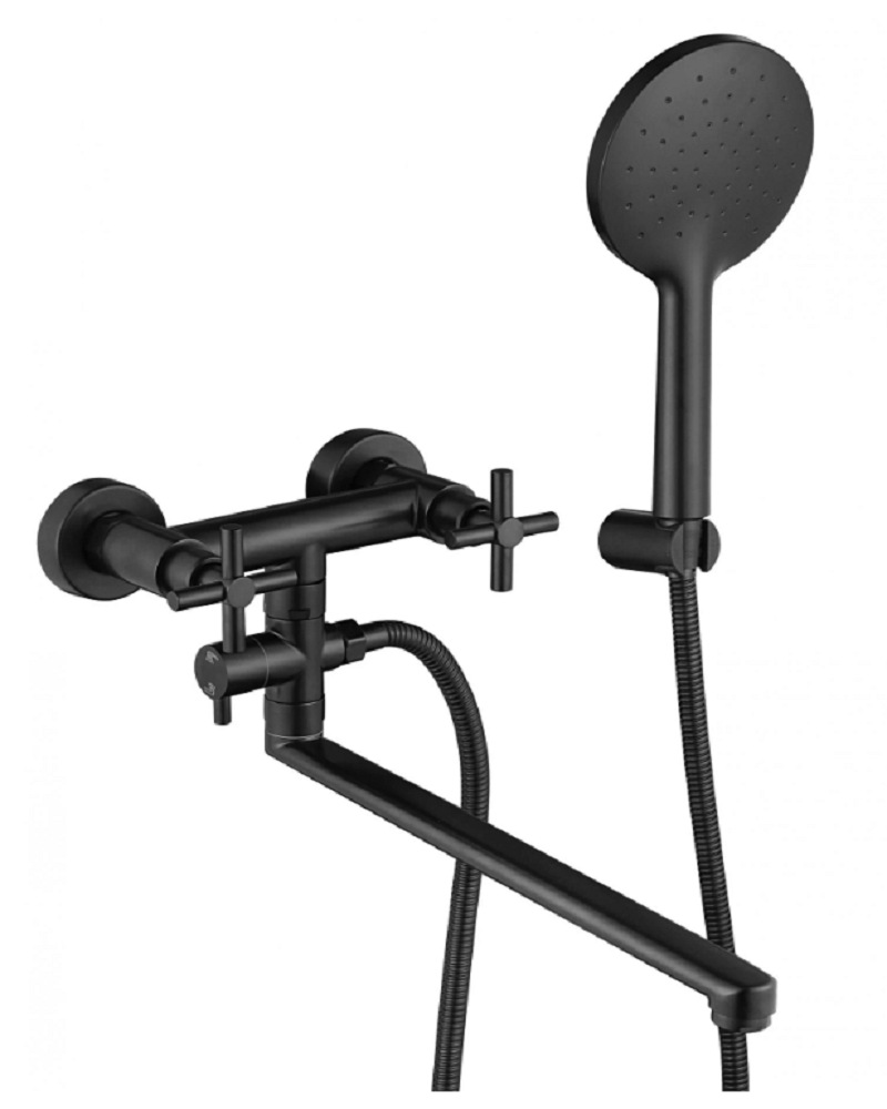 Изображение товара Смеситель для ванны Fmark FS8424H двухвентильный с душевой лейкой цвет черный