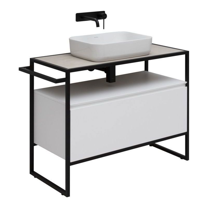 Изображение товара Тумба под раковину напольная Allen Brau Priority 100 см стиль Лофт металлическая с эмалью