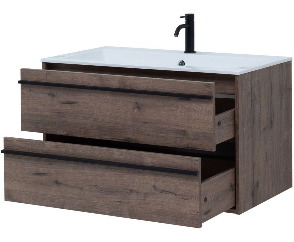 Изображение товара Тумба под раковину Aquanet Lino 90 см цвет дуб веллингтон