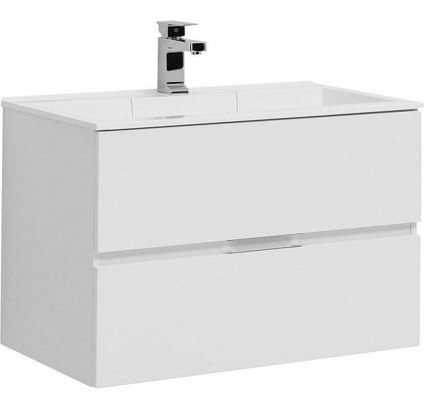 Изображение товара Тумба под раковину Aquanet Алвита 79 см белая подвесная с 2 ящиками