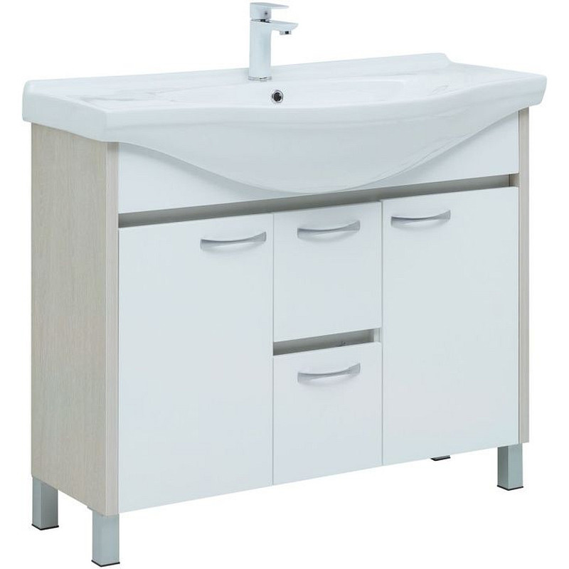 Изображение товара Тумба под раковину Aquanet Донна 98 см белая напольная с ящиками и дверцами