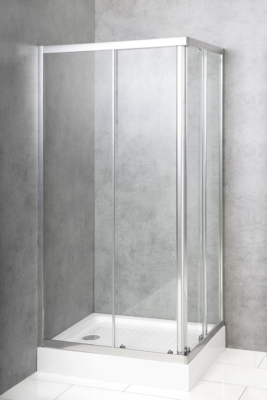 Изображение товара Душевой уголок Belbagno DUE-AH-2-120/80-C-Cr прямоугольник 120x80см серебро профиль эффект стекла прозрачный