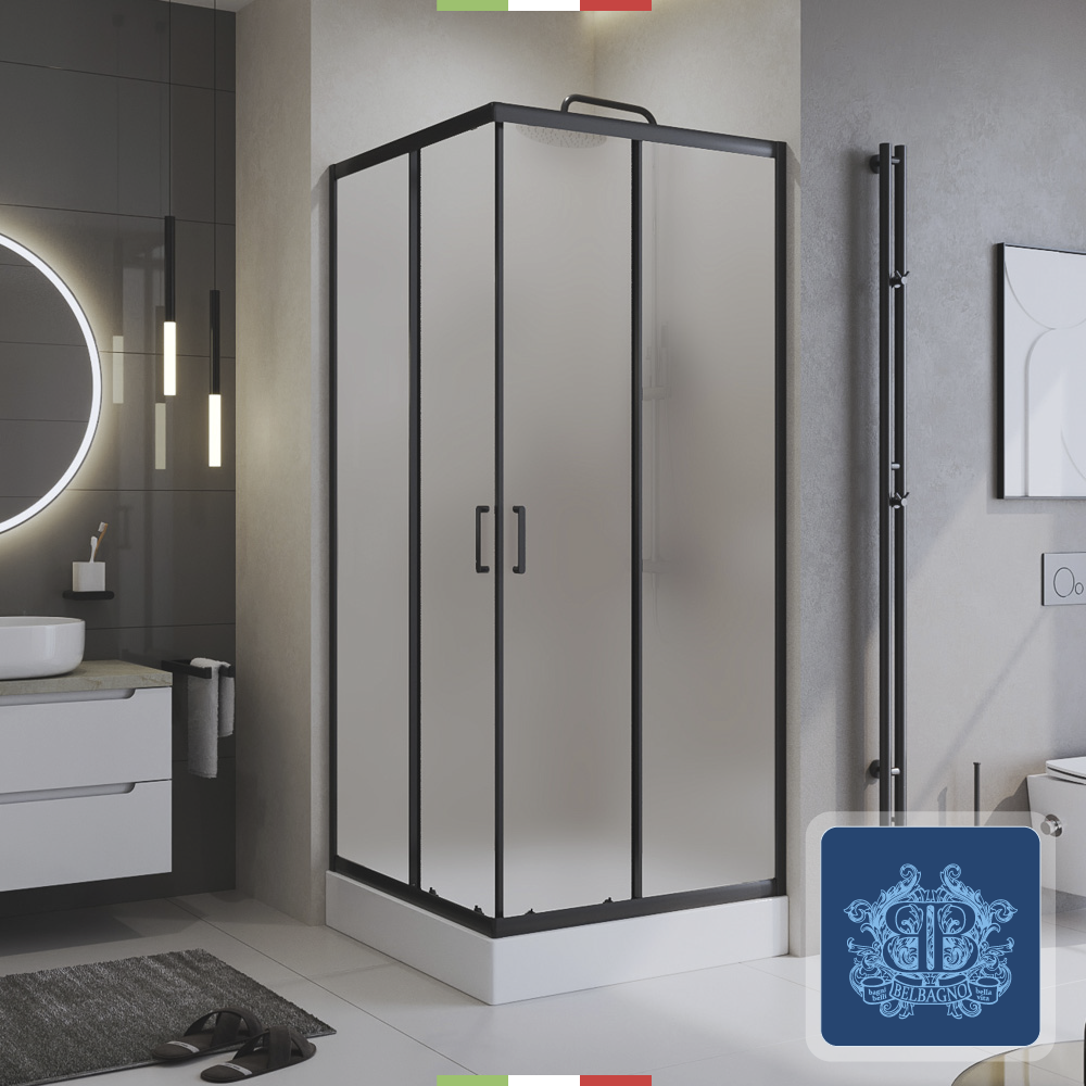Изображение товара Душевой уголок Belbagno UNO-195-A-2-90-P-NERO квадрат 90x90см черный профиль
