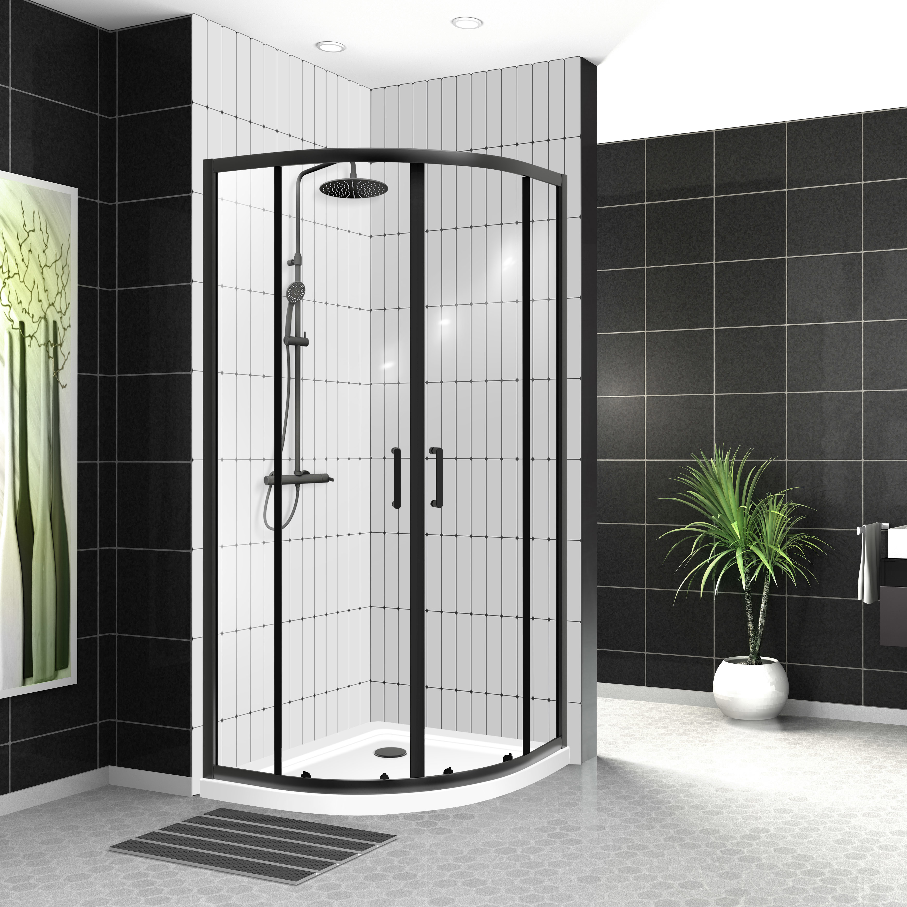 Душевой уголок Belbagno UNO-195-R-2-90-C-NERO 1/4 круга 90x90см черный ...