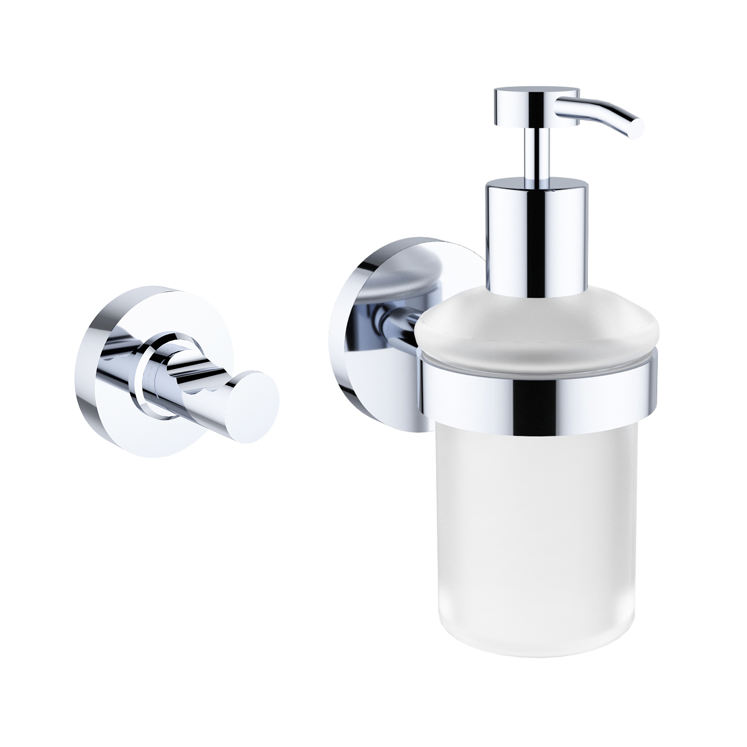 Изображение товара Набор аксессуаров для ванной Wellsee Finishing Touch с дозатором и крючком серебристый