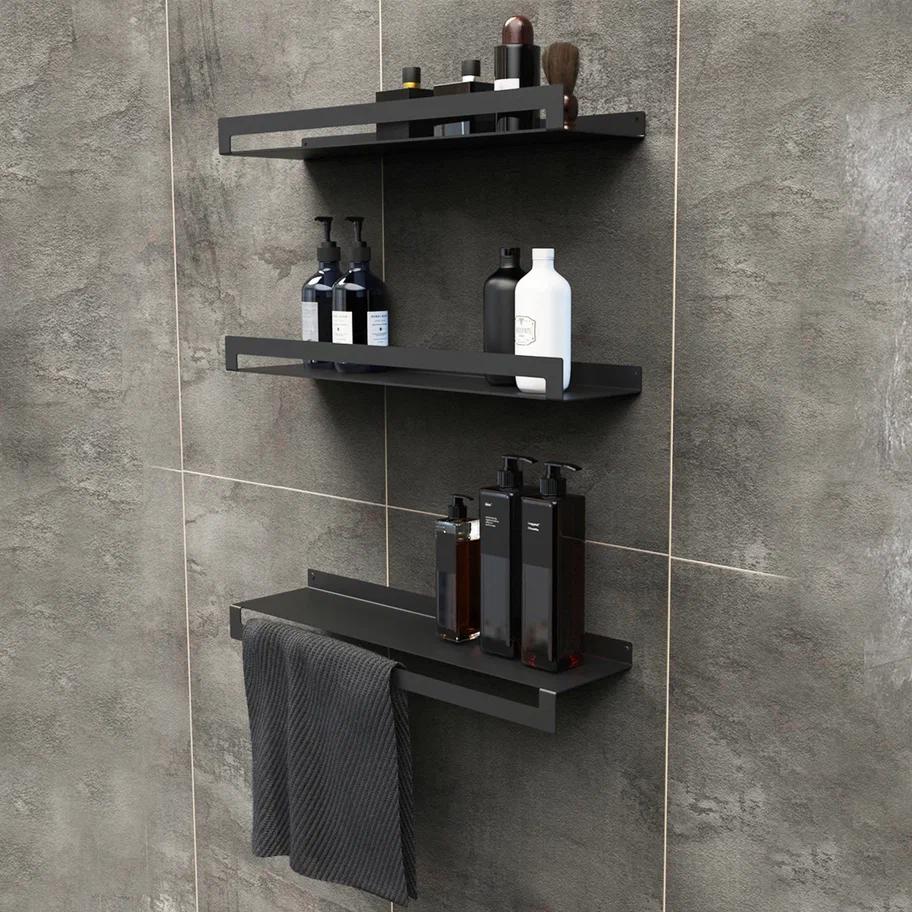 Изображение товара Полка для ванной Граф Держалкин H1-trio-ч 52x14см цвет черный матовый