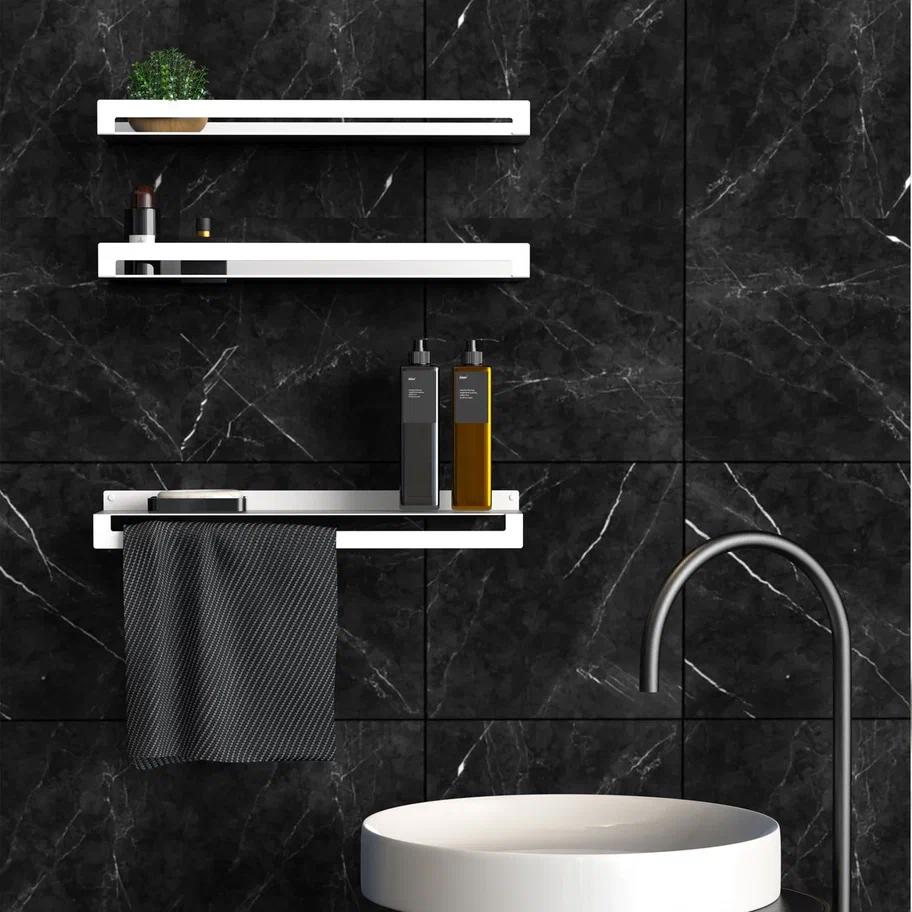 Изображение товара Полка для ванной Граф Держалкин H1-trio-б 52x14см цвет белый матовый