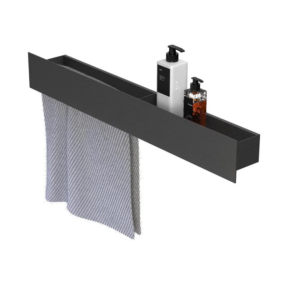 Изображение товара Полка для ванной Flow Skyline Double Fl-sky-d70л-ч 76x15см цвет черный матовый