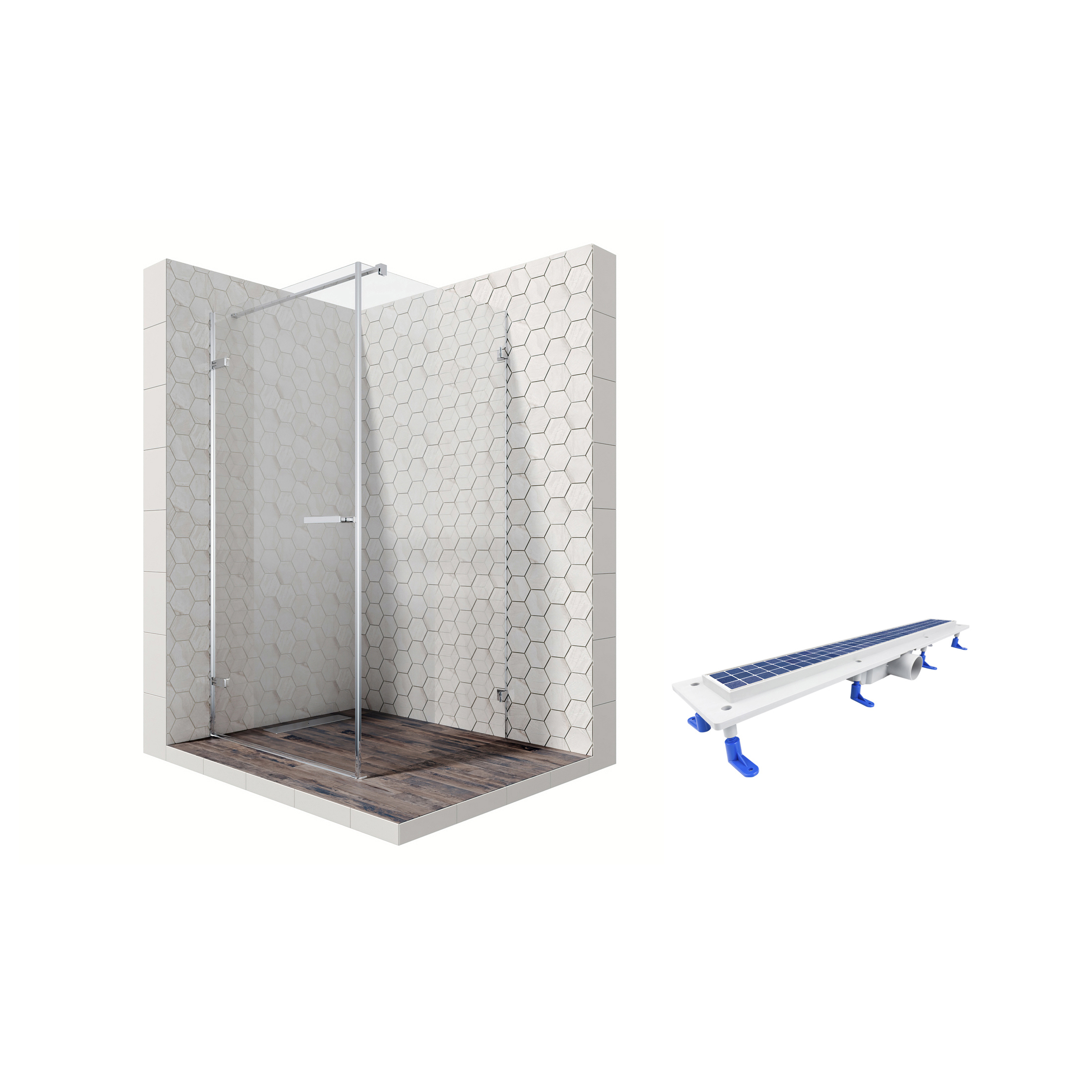 Изображение товара Душевой уголок Ambassador 90x90 см распашной стеклянный с хромированным профилем