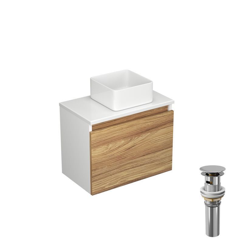 Изображение товара Тумба под раковину подвесная Bauedge BD1253 50см цвет дуб, с раковиной