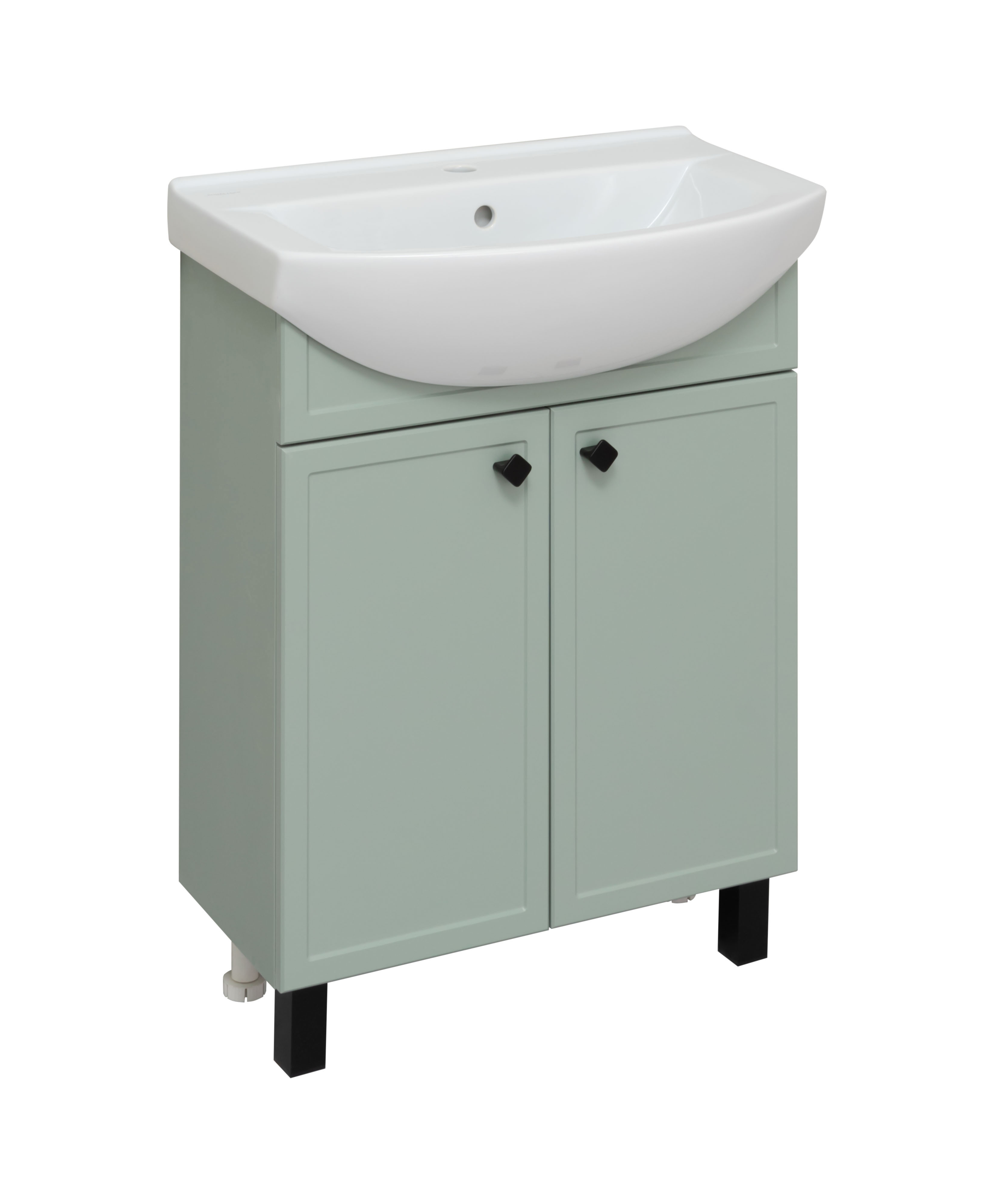 Изображение товара Тумба с раковиной RUNO Римини 65 см напольная в стиле прованс зеленая