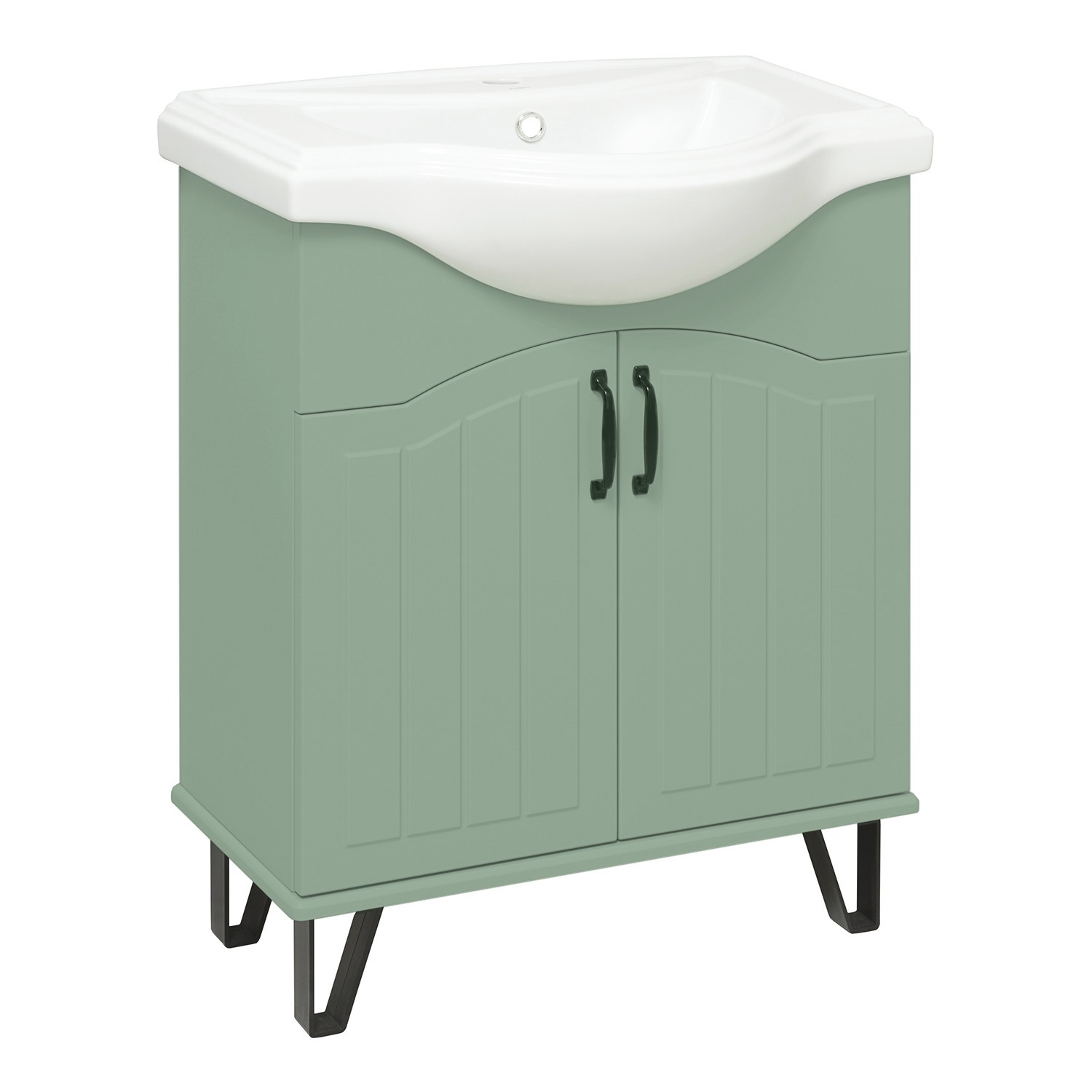 Изображение товара Тумба с раковиной RUNO Марсель 65 см напольная в мятном цвете с раковиной Классик 65