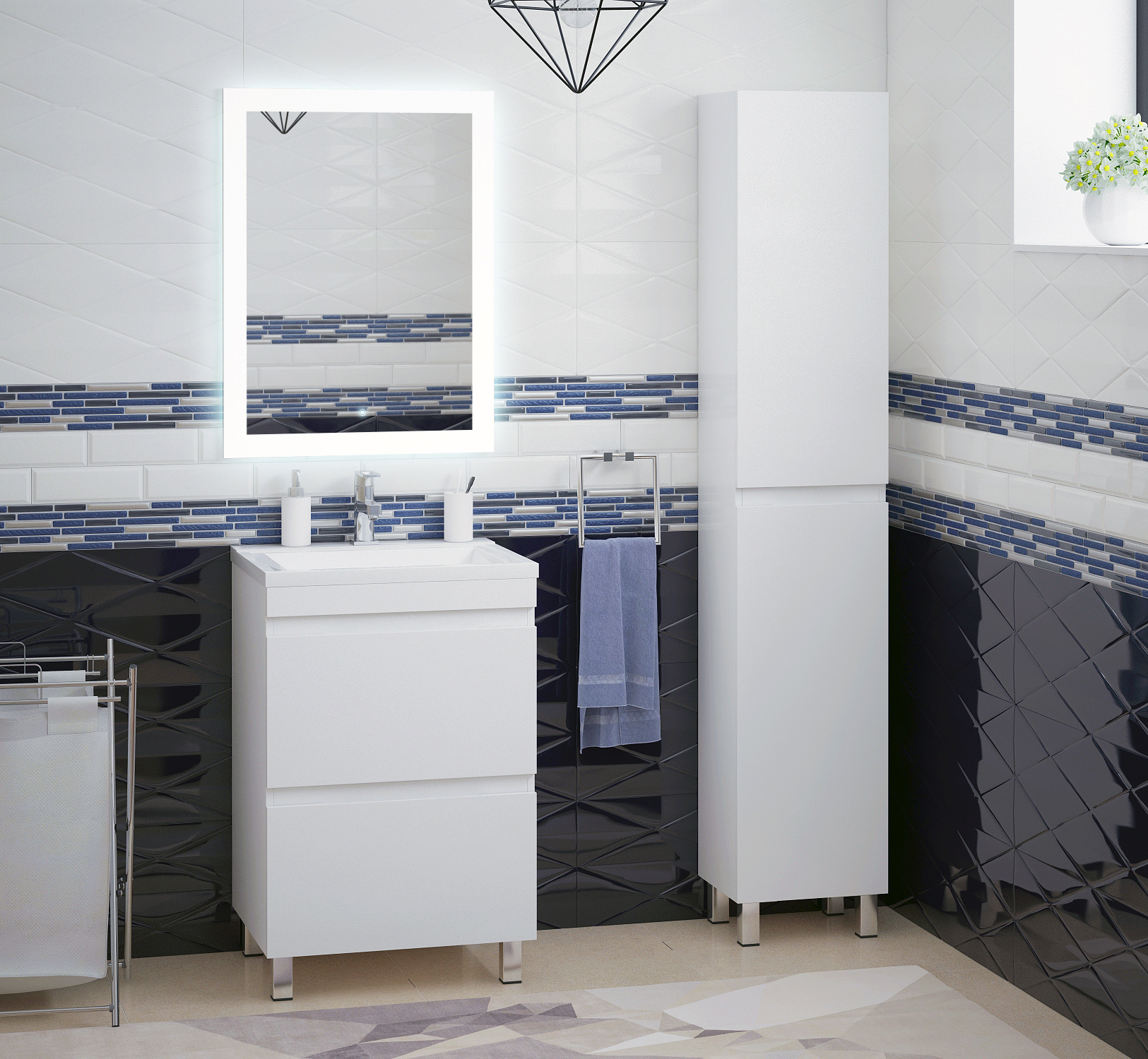 Изображение товара Мебельная раковина Madera Alice 58 см белая искусственный камень глянцевая