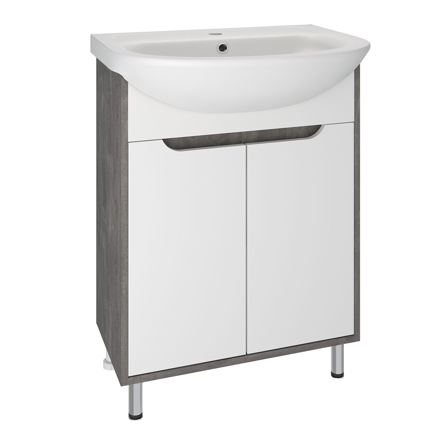 Изображение товара Тумба под раковину RUNO ЭКО 60 см напольная с двумя дверцами и полками